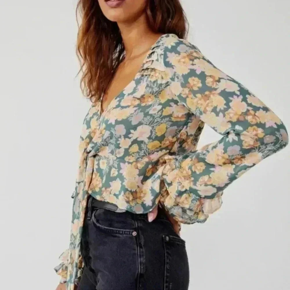 Free People Maybel Blouse In Happy Combo!
